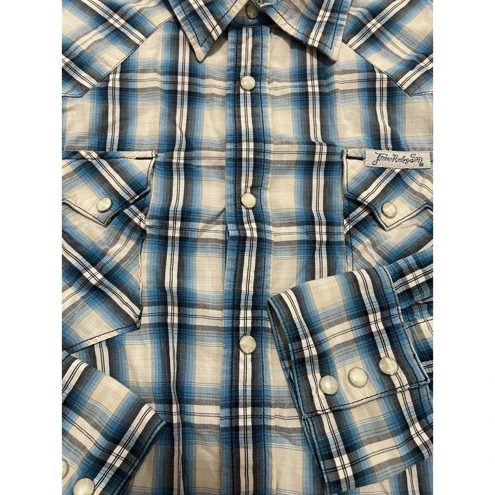 True Religion Ricky Western Shirt Mens XL Pearl Snap Plaid
